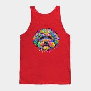 Fluffy Bolognese Dog Color Melt Design Tank Top